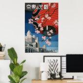 Affiche vintage de voyage à Tokyo, Japon (Bureau à domicile)