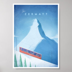 Affiche vintage de voyage à Zermatt
