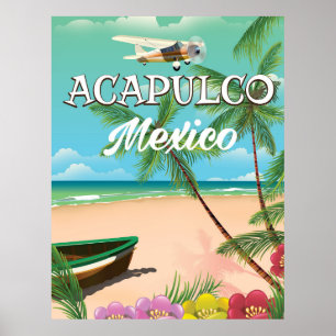 Affiche vintage de voyage d'Acapulco Mexique