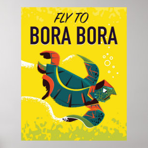 Affiche vintage de voyage de Bora Bora
