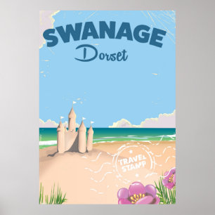 Affiche vintage de voyage de bord de la mer de