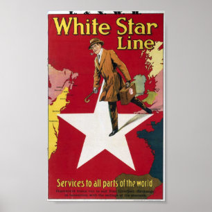 Affiche Vintage de voyage de la ligne White Star
