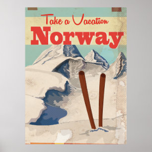 Affiche vintage de voyage de la Norvège