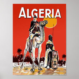Affiche vintage de voyage de l'Algérie