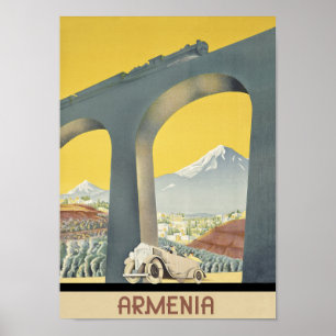 Affiche vintage de voyage de l'Arménie