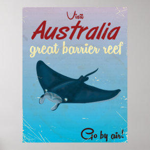 Affiche vintage de voyage de l'Australie la Grande