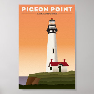 Affiche vintage de voyage de phare de point de
