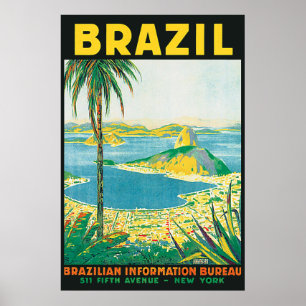Affiche vintage de voyage de Rio Brésil