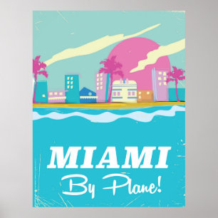 Affiche vintage de voyage des années 1980 de Miami