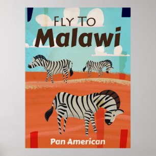 Affiche vintage de voyage du Malawi