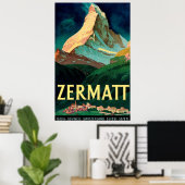 Affiche vintage de Zermatt, en Suisse (Bureau à domicile)