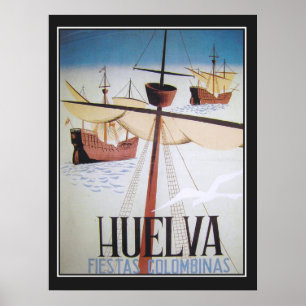 Affiche vintage des Fêtes Colombines de Huelva