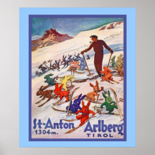 affiche vintage des sports d'hiver