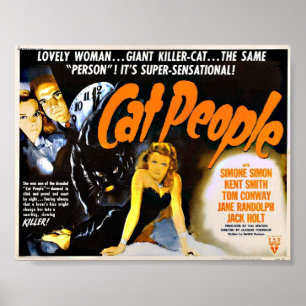 Affiche vintage d'horreur de personnes de chat