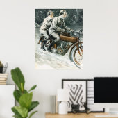 Affiche Vintage d'illustration de moto 1912 (Bureau à domicile)