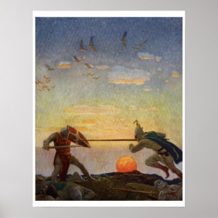 Affiche vintage d'impression d'art du Roi Arthur