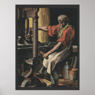 Affiche vintage d'imprimante d'impression
