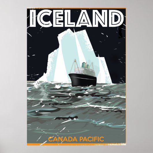 Affiche vintage d'Islande (Devant)