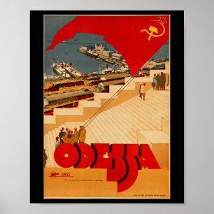 Affiche vintage d'Odessa Ukraine Cccp Ussr soviéti
