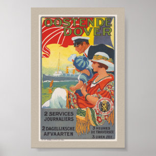 Affiche vintage d'Oostende Dover 1920