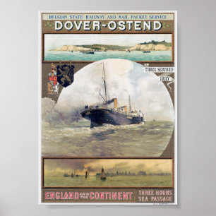 Affiche vintage Dover-Ostende années 1910
