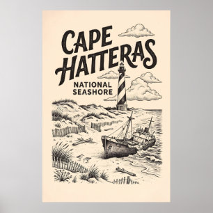 Affiche vintage du Cape Hatteras National Seashore