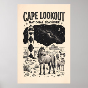 Affiche vintage du Cape Lookout National Seashore