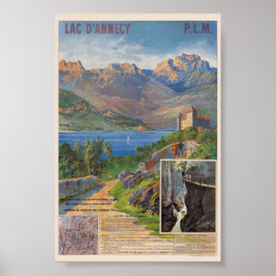 Affiche vintage du Lac d'Annecy PLM France 1890