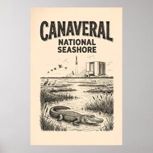 Affiche vintage du littoral national de Canaveral