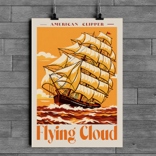 Affiche Vintage du Navire Clipper Américain Flying