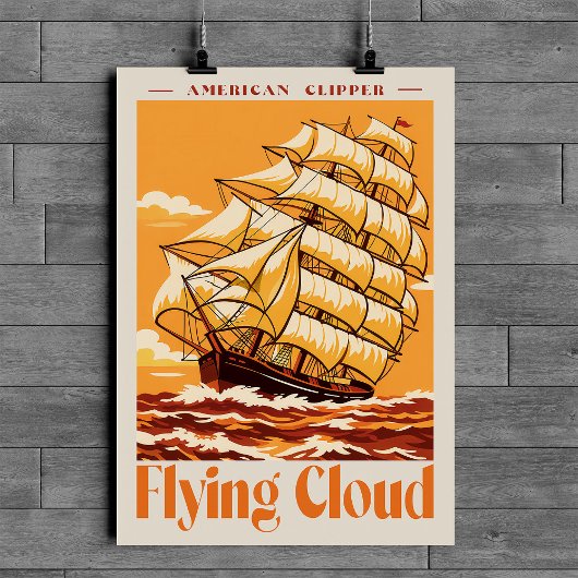 Affiche Vintage du Navire Clipper Américain Flying