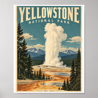 Affiche vintage du Parc national de Yellowstone