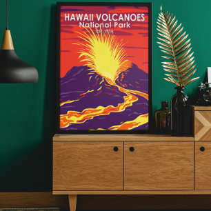 Affiche vintage du parc national des volcans d'Haw