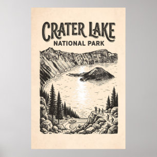 Affiche vintage du parc national du lac Crater