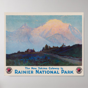 Affiche Vintage du Parc National Rainier années 19