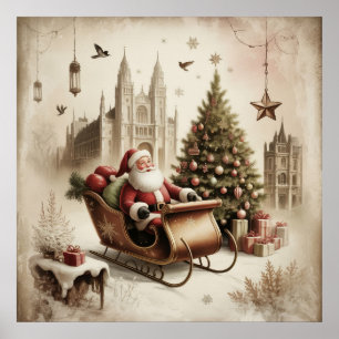 Affiche vintage du Père Noël