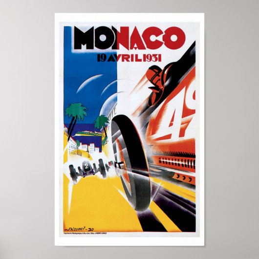 Affiche vintage d'une course automobile à Monaco - (Devant)