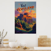 Affiche Vintage Écosse Château d'Édimbourg (Cuisine)