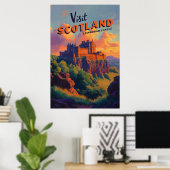 Affiche Vintage Écosse Château d'Édimbourg (Bureau à domicile)