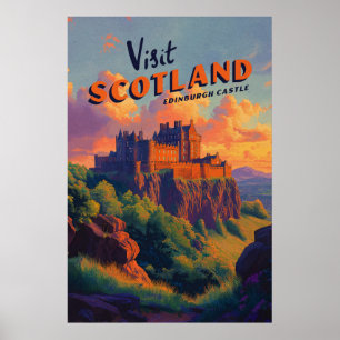 Affiche Vintage Écosse Château d'Édimbourg