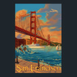 Affiche vintage Golden Gate Bridge - San Francisco<br><div class="desc">Voici l'une de nos affiches de voyage de style vintage d'un lieu historique de San Francisco, le Golden Bridge. Tous les dessins sont faits sur mesure pour ressembler à des affiches du début des années 1900. Ces oeuvres d'art sont très détaillées, de couleurs profondes et nous portons une attention particulière...</div>