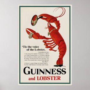 Affiche vintage Guinness Homard, Bière irlandaise