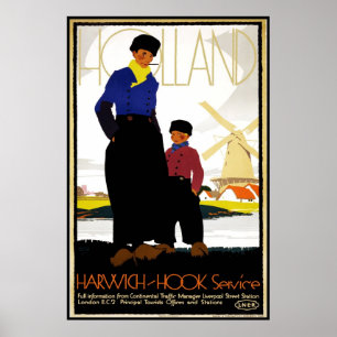 Affiche vintage Hollande Moulin à vent