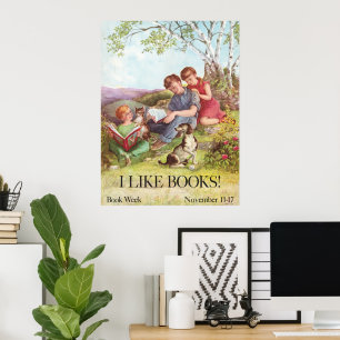 Affiche vintage "J'aime les livres" par Kate Sered