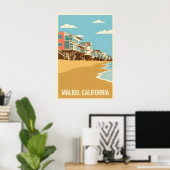 Affiche Vintage Malibu California (Bureau à domicile)