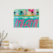 Affiche vintage Miami des années 80 (Cuisine)