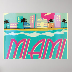 Affiche vintage Miami des années 80
