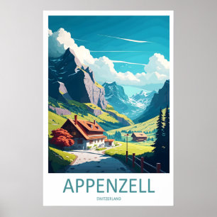 Affiche vintage nationale de ski Appenzell Travel