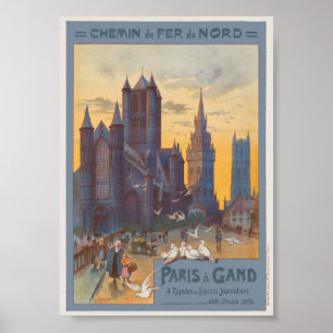 Affiche vintage Paris à Gand 1892