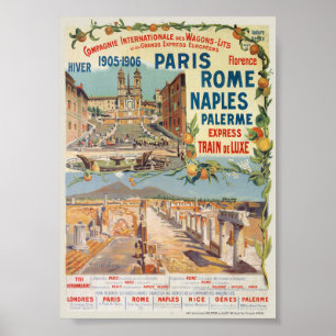 Affiche vintage Paris Rome Naples 1905
